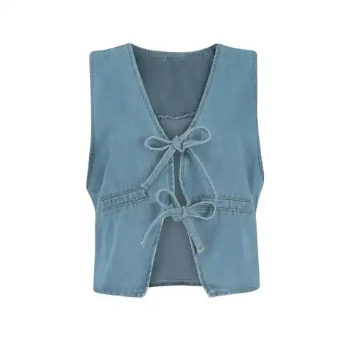 Denim Tie-Front Vest