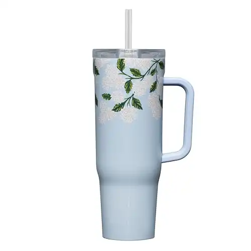 Hydrangea Tumbler with Handle and Straw