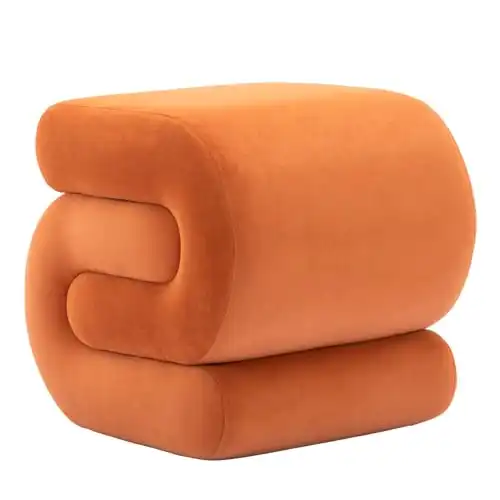 S Shape Velvet Ottoman