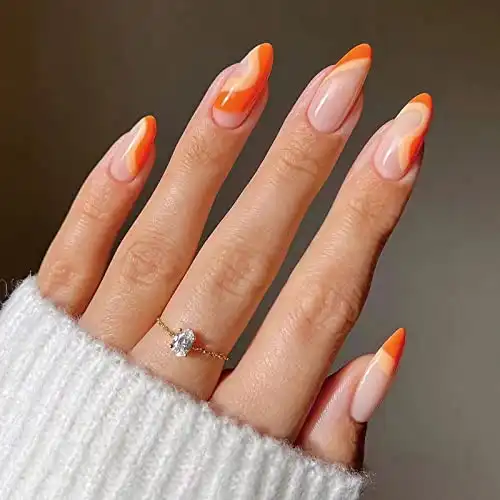 Orange French Tip Press On Nails