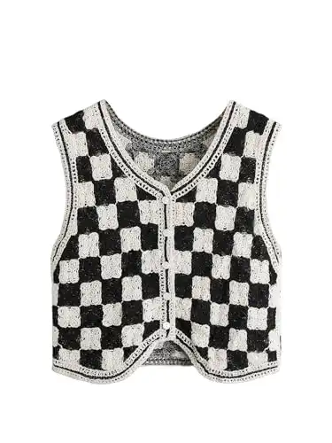 Sleeveless Checkered Vest