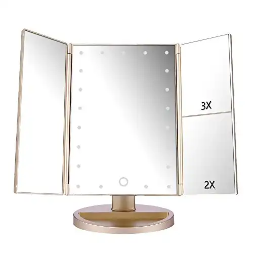 Tri-Fold Lighted Mirror