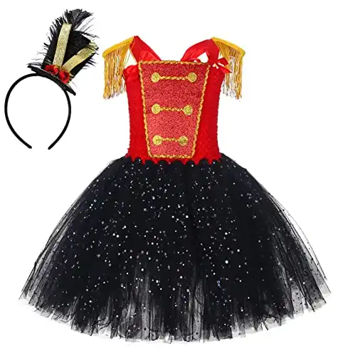 Tutu Dreams Christmas Circus Costume for Girls Kids America Drum Majorette Dress with Ringmaster Hat Carnival Pageant