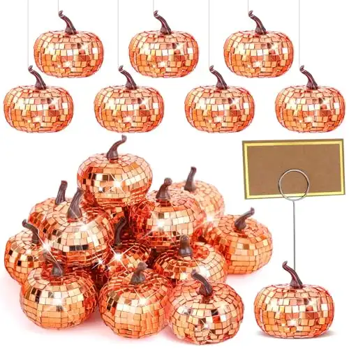 Mirror Pumpkin Place Card Holder