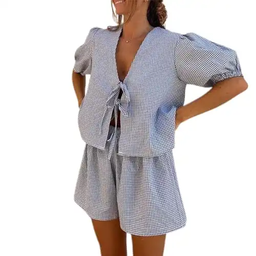 Peplum Puff Sleeve Pajamas