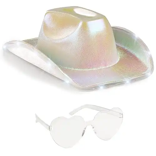 Holographic Cowboy Hat and Glasses