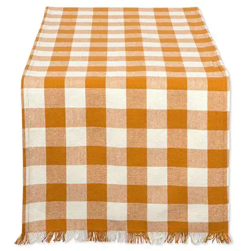 Check Fringed Table Runner