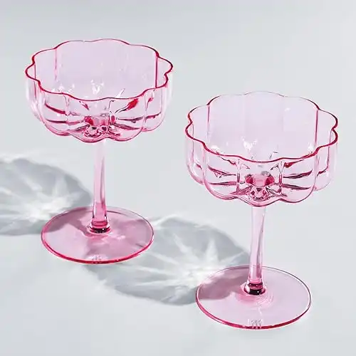 Wavy Petals Glass Coupes