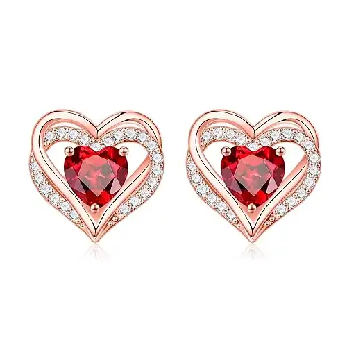 Heart Stud Birthstone Earrings