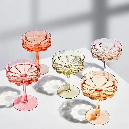 Flower Vintage Wavy Glass Coupes