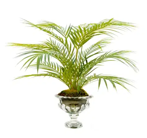 Faux Palm Plant in Glass Vase