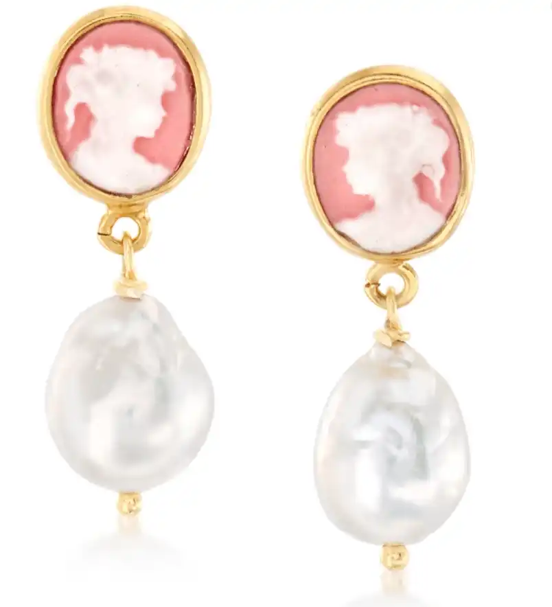 Baroque Pearl Cameo Earrings