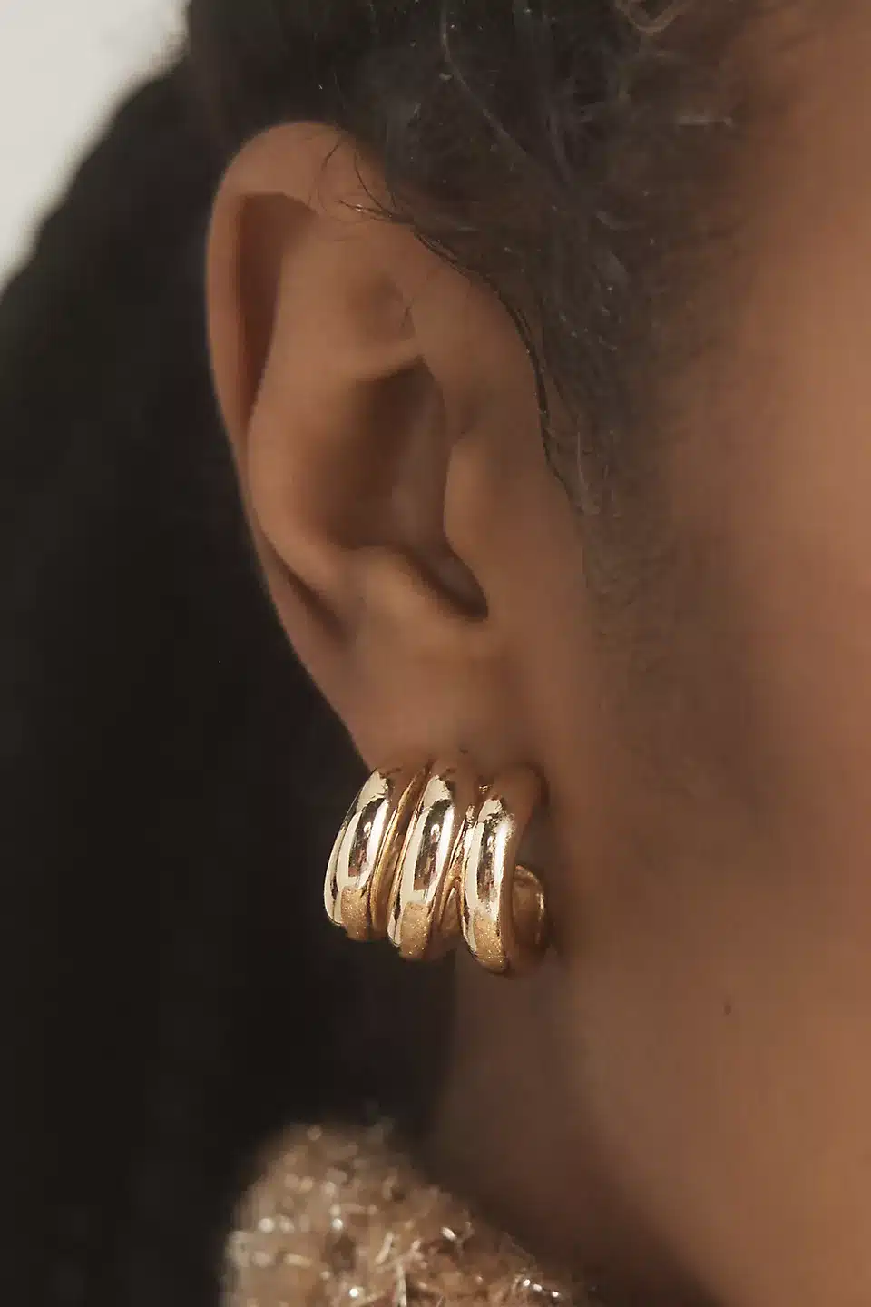 Triple Loop Huggie Earrings