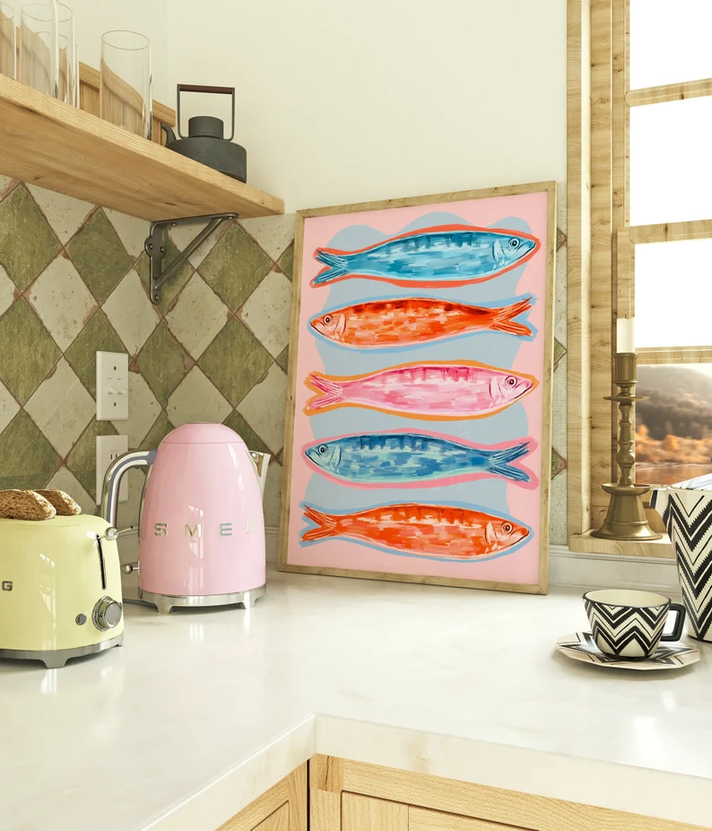 Abstract Sardines Print