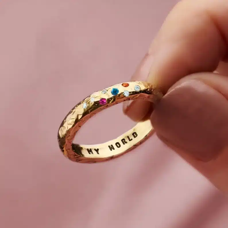 Personalised Confetti Birthstone Ring