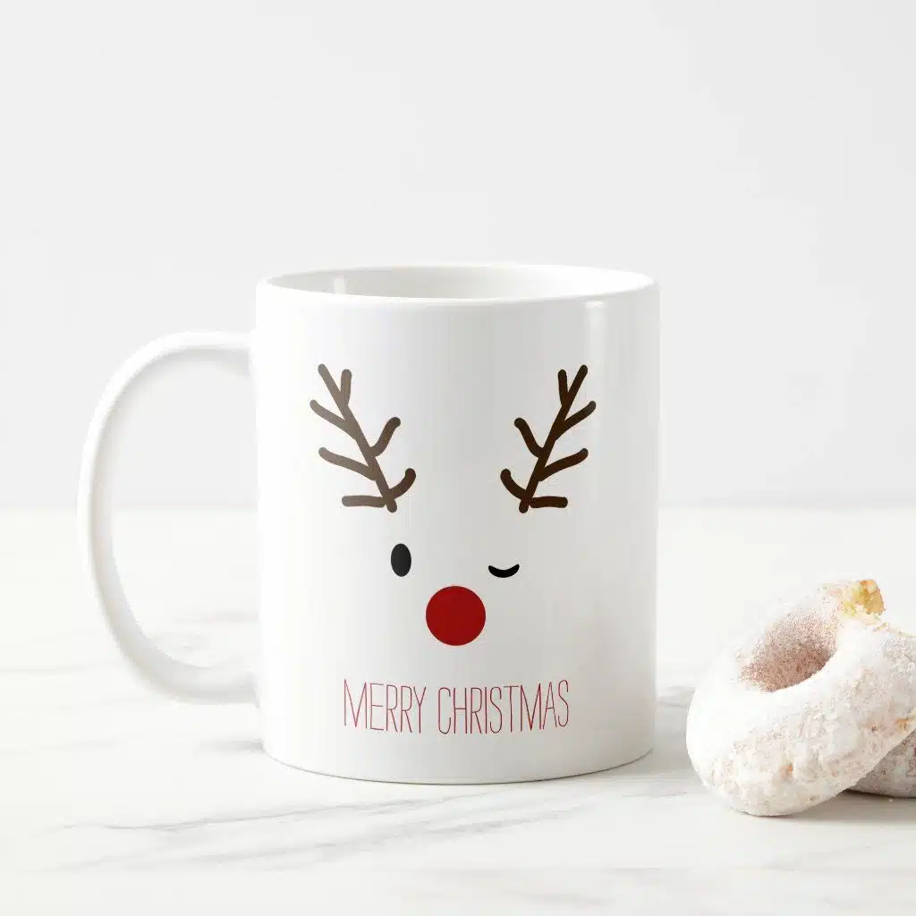 Cute Winking Rudolf Mug