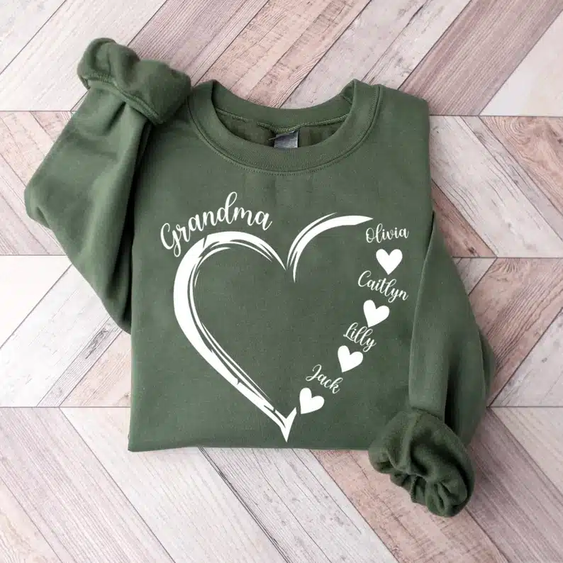 Custom Grandma Heart Sweatshirt