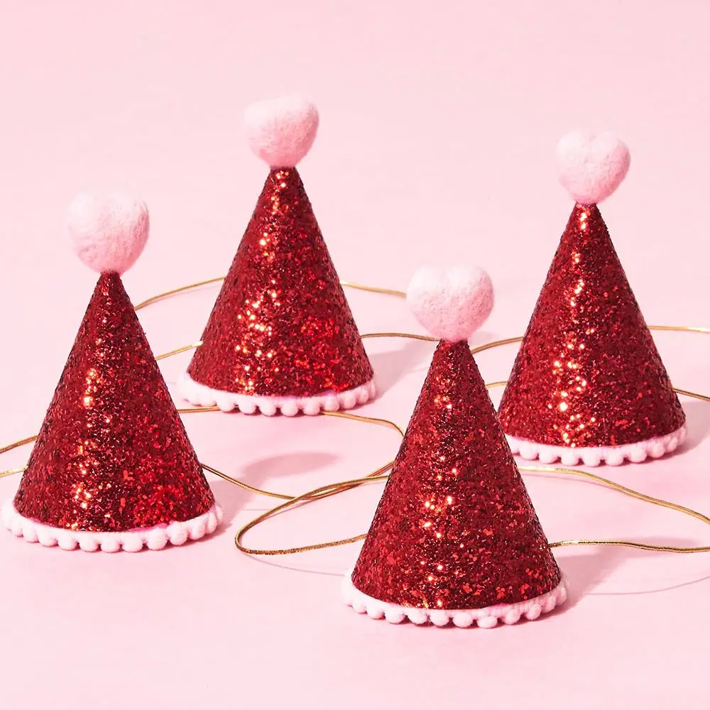 Heart Glitter Mini Party Hats