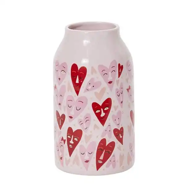 Laughing Hearts Ceramic Vase