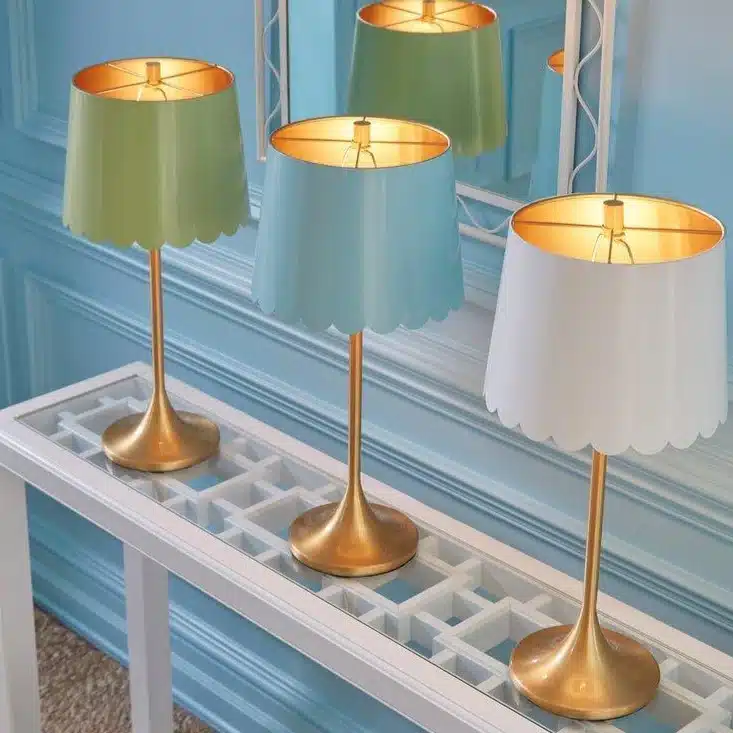 Scalloped Brass Table Lamp