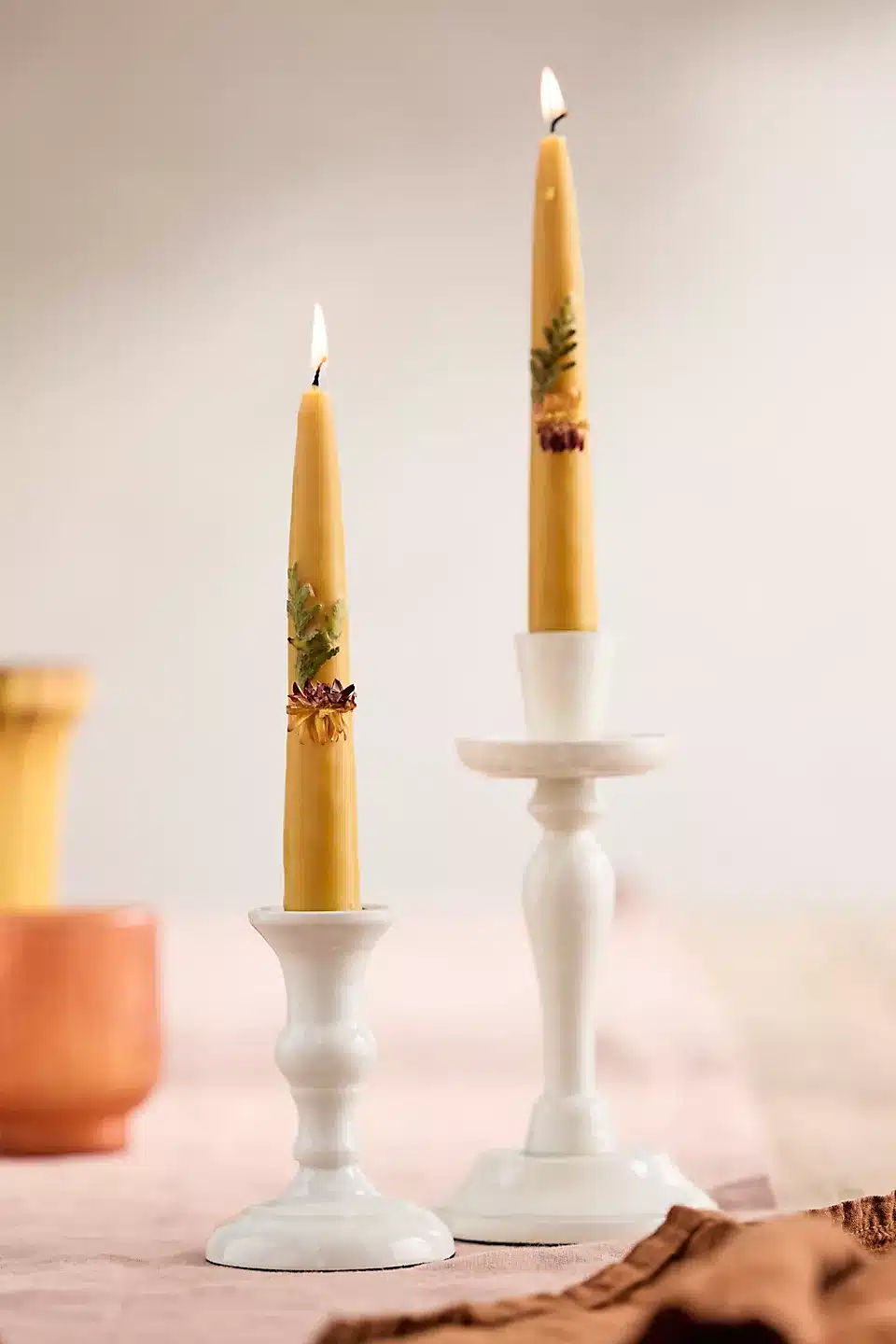 Dried Floral Taper Candles