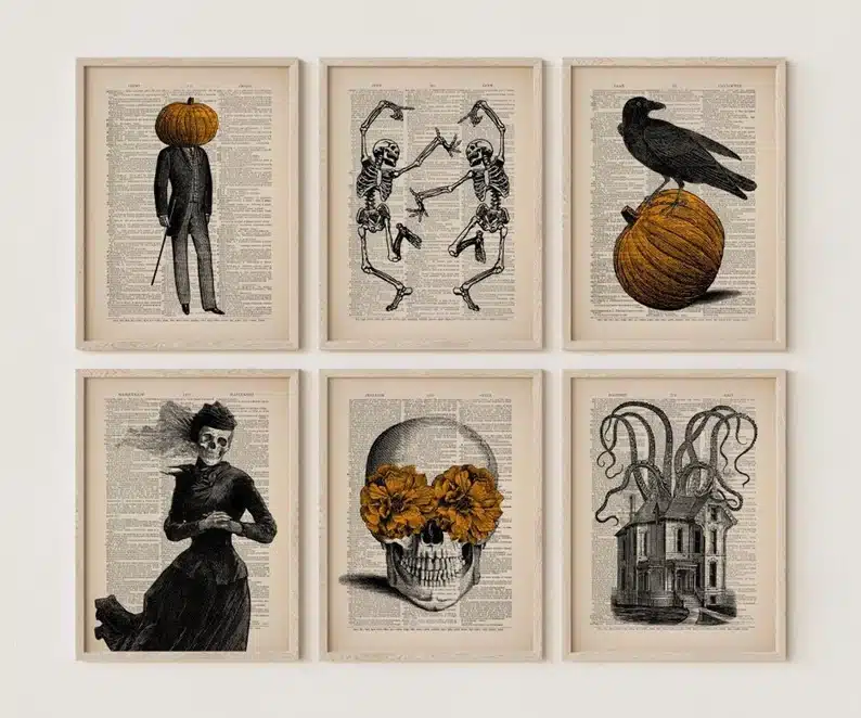 6 Vintage Halloween Prints
